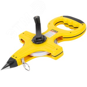 Рулетка геодезическая, стальная лента, желтый открытый пластиковый корпус, прорезиненная ручка 30 м - фото 2