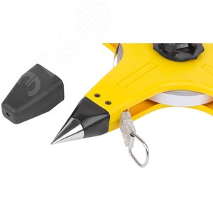 Рулетка геодезическая, стальная лента, желтый открытый пластиковый корпус, прорезиненная ручка 30 м - фото 6