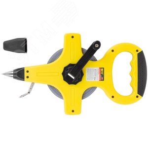 Рулетка геодезическая, стальная лента, желтый открытый пластиковый корпус, прорезиненная ручка 50 м - фото 1