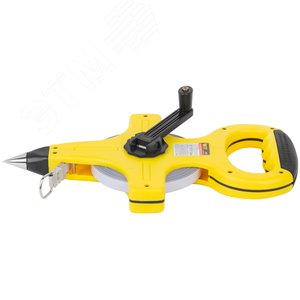 Рулетка геодезическая, стальная лента, желтый открытый пластиковый корпус, прорезиненная ручка 50 м - фото 5