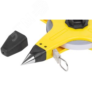 Рулетка геодезическая, стальная лента, желтый открытый пластиковый корпус, прорезиненная ручка 50 м - фото 6