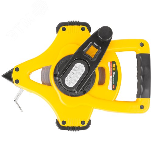 Рулетка геодезическая, стальная лента, открытый пластиковый корпус, ускоренная перемотка, прорезиненная ручка 50 м - фото 1