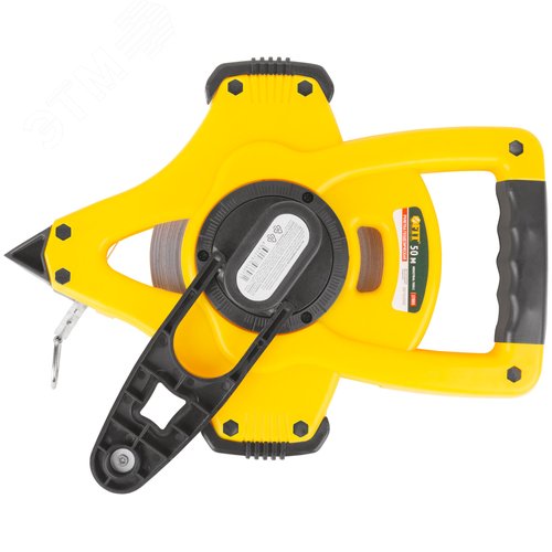 Рулетка геодезическая, стальная лента, открытый пластиковый корпус, ускоренная перемотка, прорезиненная ручка 50 м - фото 4