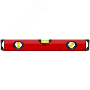 Уровень ''Бизон'', 3 глазка, красный корпус, магнитная полоса, ручки, шкала 400 мм 18141 FIT - 2