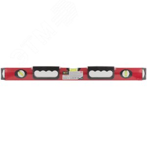 Уровень ''Бизон'', 3 глазка, красный корпус, магнитная полоса, ручки, шкала 600 мм - фото 3