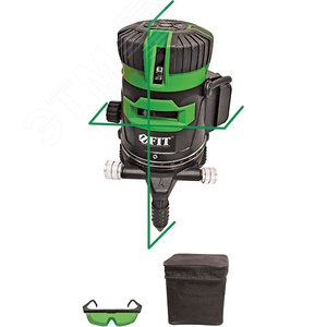 Изображение товара Уровень лазерный самоуспокаивающийся, зеленые лучи, крест, диапазон 10 м, Li-Ion аккум., 2 уровня яркости, без треноги, коробка (шт)