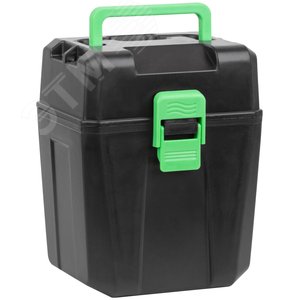 Уровень лазерный самоуспокаивающийся, зеленые лучи, горизонталь + 4 вертикали, диапазон 20 м, Li-Ion аккум., 2 уровня яркости, без треноги, коробка - фото 4