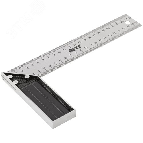Угольник столярный, рифленая шкала, алюминиевое основание 250 мм - фото 2