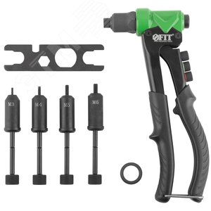 Заклепочник комбинированный Профи для резьбовых заклепок М3-М6 и вытяжных заклепок 2.4-4.8 мм (235 мм) - фото 4