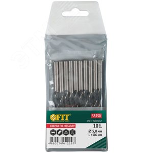 Сверла по металлу HSS черненые 5.0x86 мм (10 шт) - фото 3