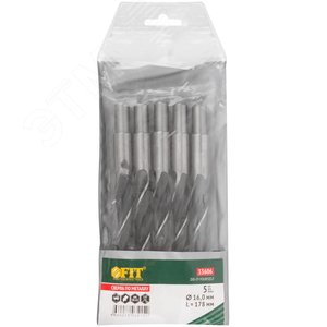 Сверла по металлу HSS черненые 16,0x178 мм (5 шт.) - фото 3