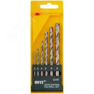 Изображение товара Набор сверл по металлу HSS полированных, 6 шт (2-3-4-5-6-8 мм) (шт)