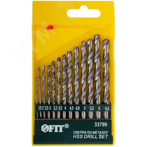 Изображение товара Набор сверл по металлу HSS полированных, 13 шт (1.5-2-2.5-3-3.2-3.5-4-4.5-4.8-5-5.5-6-6.5 мм) (шт)