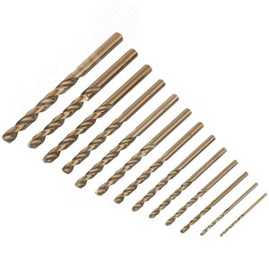 Набор сверл HSS по металлу с добавкой кобальта 5%, 13 шт. (1,5-2-2,5-3-3,2-3,5-4-4,5-4,8-5-5,5-6-6,5 мм) - фото 2