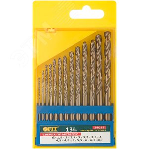 Набор сверл HSS по металлу с добавкой кобальта 5%, 13 шт. (1,5-2-2,5-3-3,2-3,5-4-4,5-4,8-5-5,5-6-6,5 мм) - фото 3