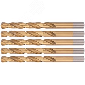 Сверла HSS по металлу, титановое покрытие 10,0 мм (5 шт) - фото 1