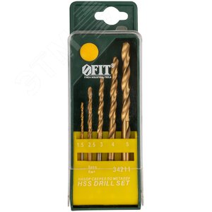 Набор сверл HSS по металлу, титановое покрытие, 5 шт (1.5-2.5-3-4-5 мм) - фото 2
