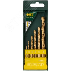 Изображение товара Набор сверл HSS по металлу, титановое покрытие, 6 шт (2-3-4-5-6-8 мм) (упак)