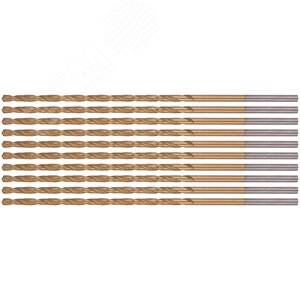 Сверла HSS по металлу, удлиненные, титановое покрытие 2.0х85 мм (10 шт) - фото 1