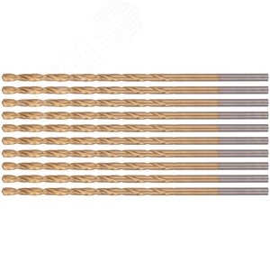 Сверла HSS по металлу, удлиненные, титановое покрытие 3.2х102 мм (10 шт) - фото 1