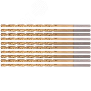 Сверла HSS по металлу, удлиненные, титановое покрытие 3.5х112 мм (10 шт) - фото 1