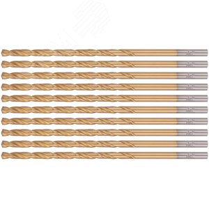 Изображение товара Сверла HSS по металлу, удлиненные, титановое покрытие 4.2х119 мм (10 шт) (упак)