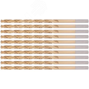 Изображение товара Сверла HSS по металлу, удлиненные, титановое покрытие 5.0х132 мм (10 шт) (упак)