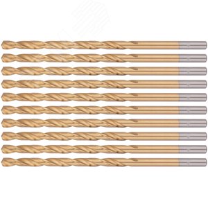 Изображение товара Сверла HSS по металлу, удлиненные, титановое покрытие 6.0х139 мм (10 шт) (упак)