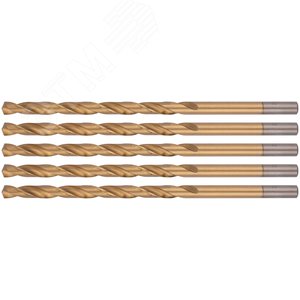 Сверла HSS по металлу, удлиненные, титановое покрытие 7.0х156 мм (5 шт) - фото 1