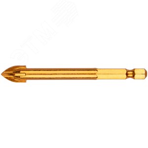 Изображение товара Сверло по кафелю, 4 режущие кромки, титановое покрытие, U-хвостовик под биту 10х84 мм (шт)