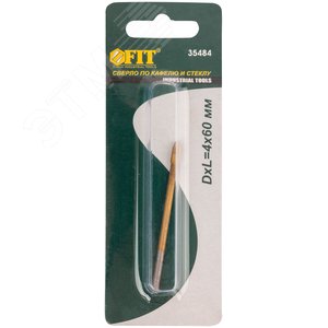 Сверло по кафелю и стеклу, 4 режущие кромки, титановое покрытие 4х60 мм - фото 3