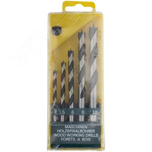 Набор сверл по дереву, CrV Профи, пластиковый бокс, 5 шт (4-5-6-8-10 мм) - фото 2