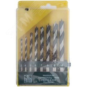 Набор сверл по дереву, CrV Профи, пластиковый бокс, 8 шт (3-4-5-6-7-8-9-10 мм) - фото 2