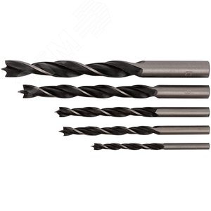 Изображение товара Набор сверл по дереву, ПВХ конверт, 5 шт(4-5-6-8-10 мм) (упак)