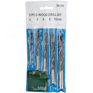 Набор сверл по дереву, ПВХ конверт, 5 шт(4-5-6-8-10 мм) - фото 2