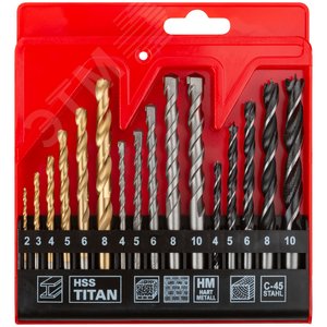 Сверла-комби, 16 шт, металл/бетон/дерево - фото 1