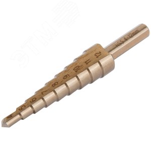 Сверло ступенчатое HSS Co5% (Р6М5К5) по металлу, 9 ступеней, 4-12 мм - фото 2