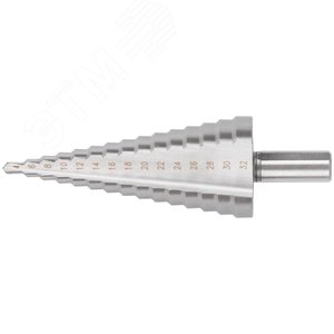 Сверло ступенчатое HSS (Р6М5) по металлу, 15 ступеней, 4-32 мм - фото 1