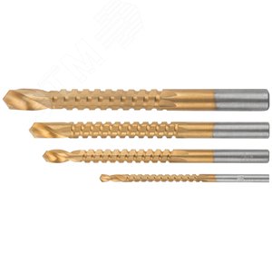 Сверло-фреза универсальное титановое покрытие, набор 4 шт (3, 5, 6, 8 мм) - фото 2