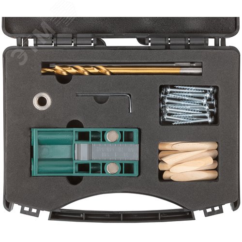 Кондуктор для глухих отверстий с ограничителем глубины двойной, пластиковый кейс - фото 4