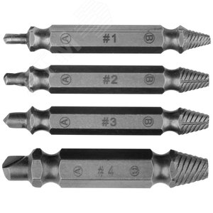 Набор экстракторов двусторонних Профи, сталь S2, 4 шт - фото 1