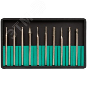 Изображение товара Шарошки, усиленная сталь с алмазным напылением, штифт диаметр 3 мм, 10 шт (шт)