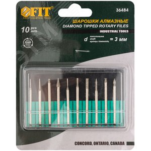 Шарошки, усиленная сталь с алмазным напылением, штифт диаметр 3 мм, 10 шт - фото 2