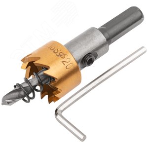 Изображение товара Коронка кольцевая по металлу, HSS сталь, титановое покрытие 20 мм (шт)