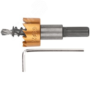 Коронка кольцевая по металлу, HSS сталь, титановое покрытие 22 мм - фото 2