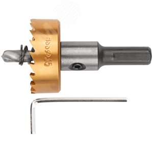 Коронка кольцевая по металлу, HSS сталь, титановое покрытие 35 мм - фото 2