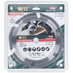 Диск пильный по дереву, посадочный диаметр 22.2 мм, 6 зубьев с карбидными вставками, 230 мм - фото 3