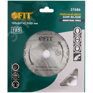 Диск пильный для циркулярных пил по дереву, спец. форма зуба 185x20/16x24Т - фото 2