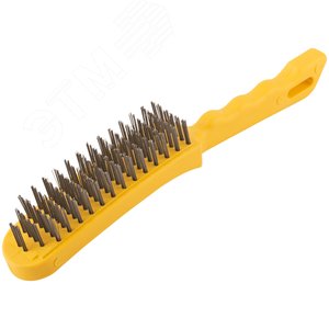 Корщетка стальная, желтая пластиковая ручка, 275 мм, 6-ти рядная - фото 2