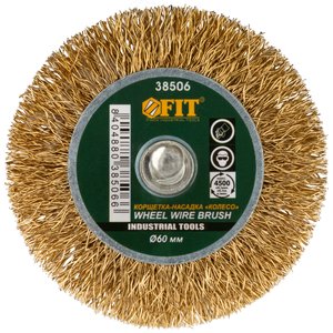 Кордщетка-колесо, со штифтом, стальная латунированная волнистая проволока 60 мм - фото 2